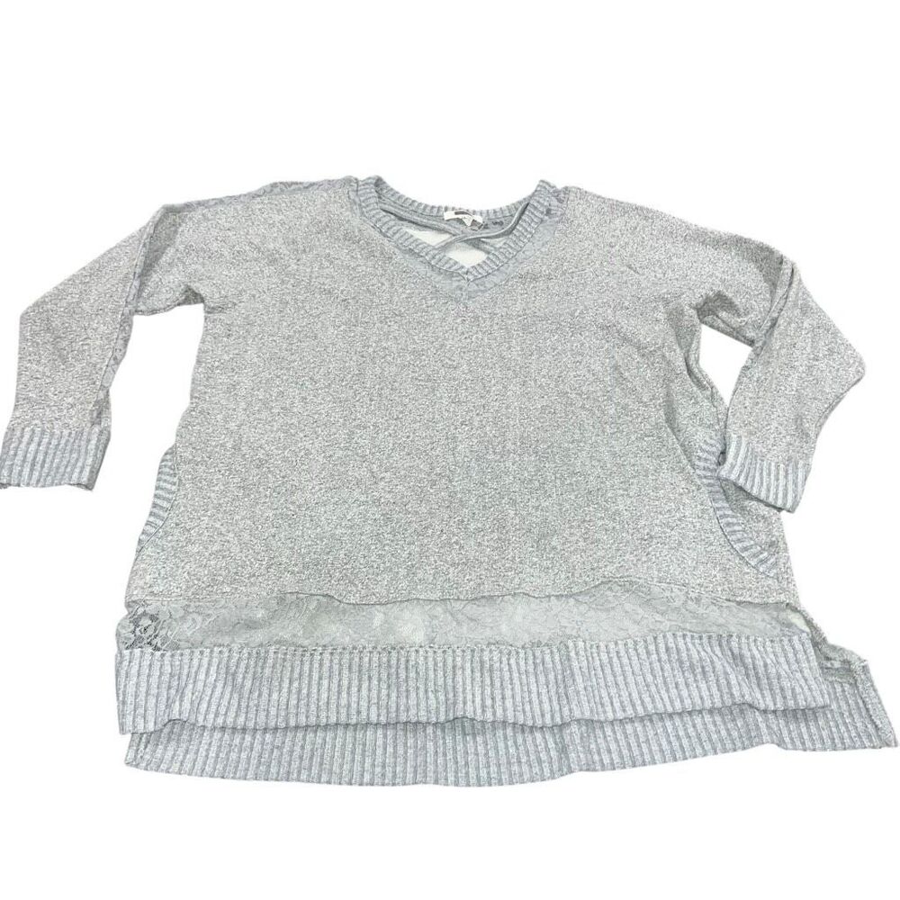 Maurices Grey Heathered Lace Accent‎ Top - Size 1